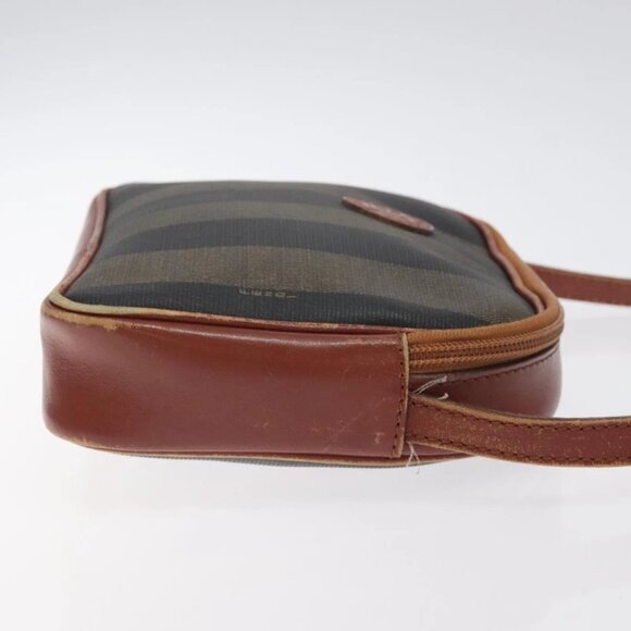 FENDI Pecan Canvas Shoulder Bag Brown Black Auth - Picture 7 of 16